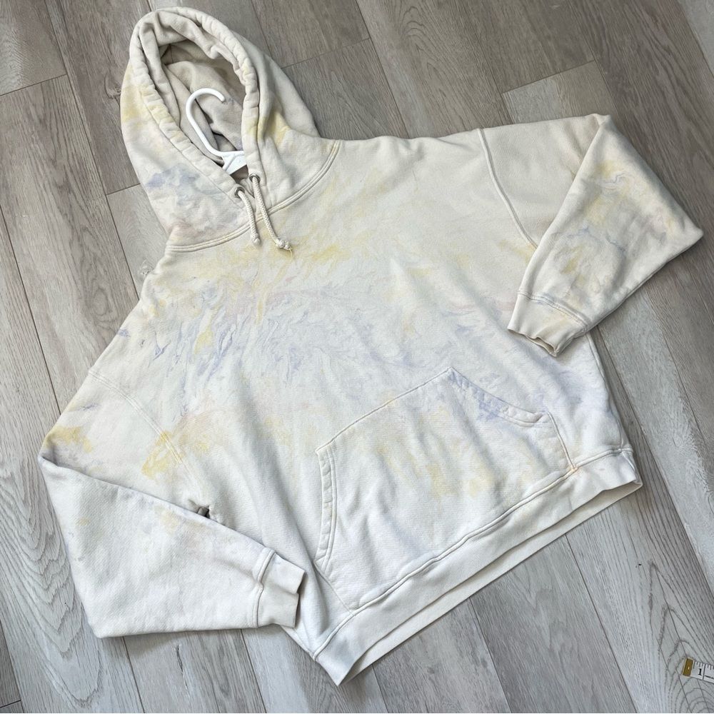 Re/Done TieDye Hoodie Sweatshirt womens Cream (xsmall) oversized casual